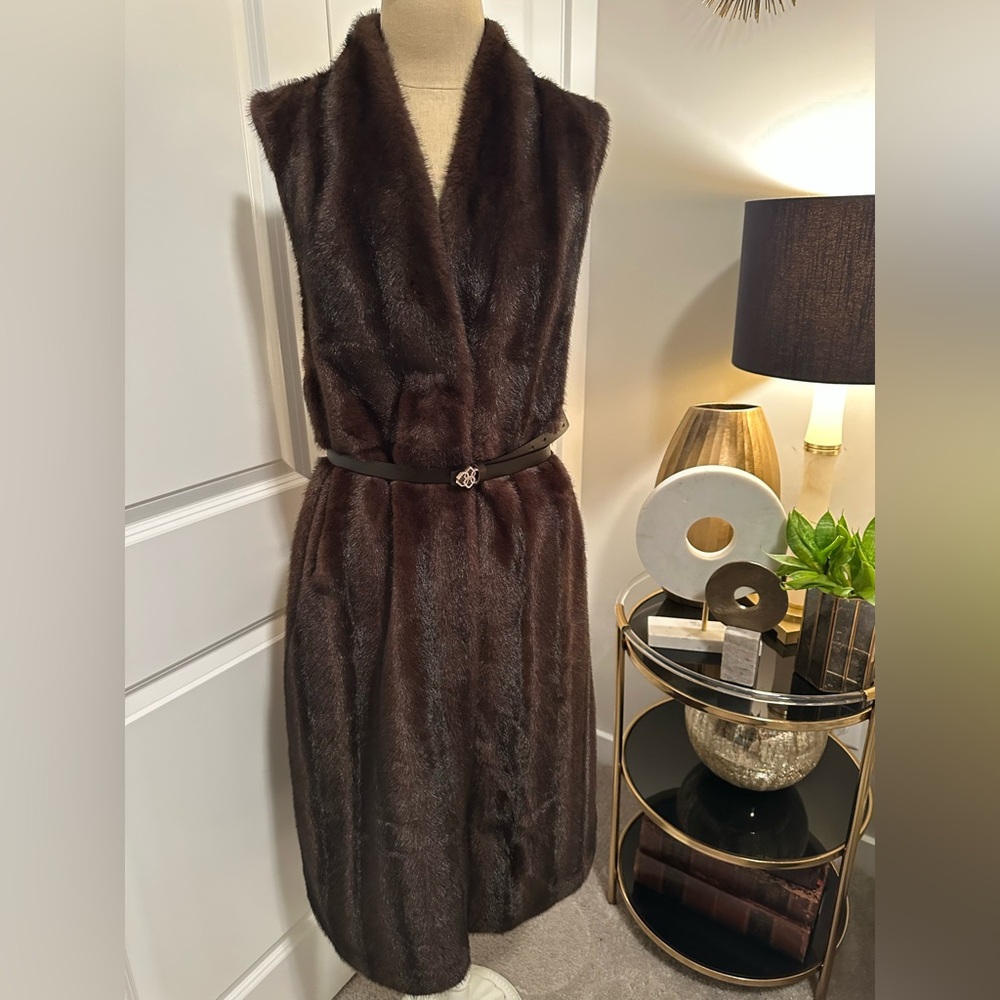 NEW! Faux Mink Long Vest,made in Italy by Barone Firenze.Video of item included
